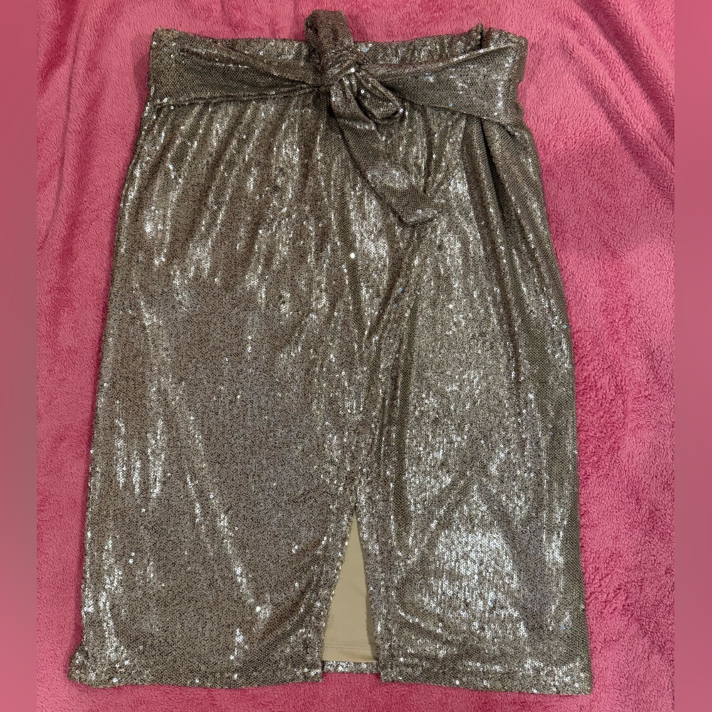Express Metallic Sequin Pencil Skirt